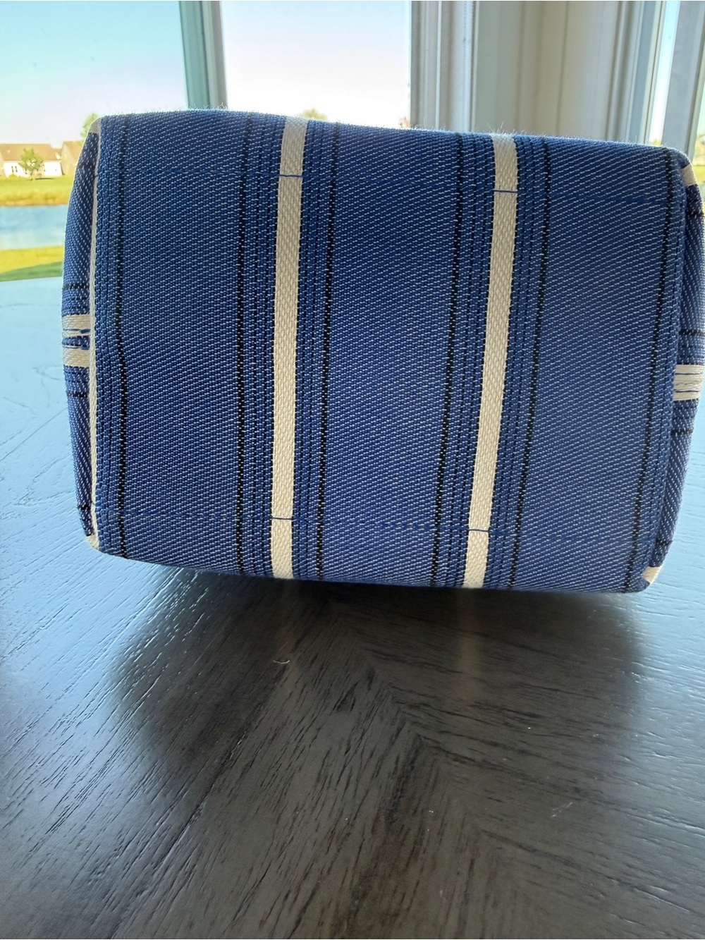 Longchamp Le Roseau Blue and White Striped Bucket Bag - Picture 6 of 10